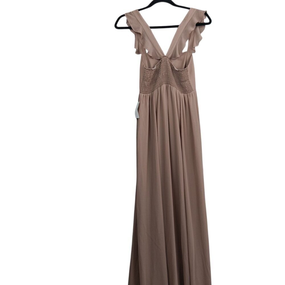 NEW SHOW ME YOUR MUMU June Maxi Dress Small Dune Chiffon Ruffle Straps Bridesmai - Picture 3 of 10